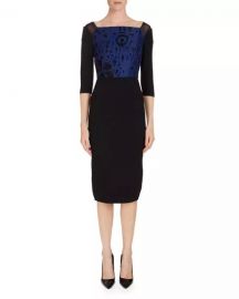 Roland Mouret Newark 3 4-Sleeve Fil Coupe Sheath Dress   Neiman at Neiman Marcus